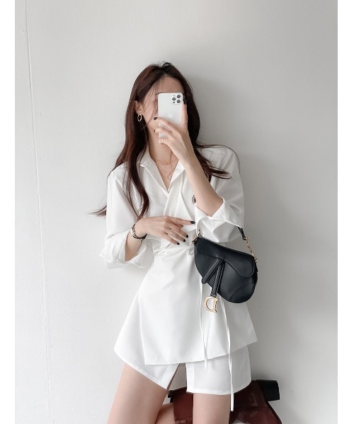 SALTMINT（ソルトミント）の「《韓国モードな抜け感》ラップシャツワンピース（シャツ/ブラウス・レディース・ホワイト・FREE）」の13枚目の写真