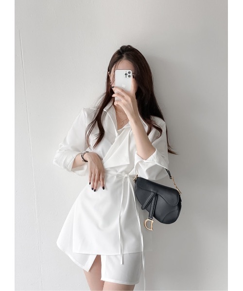 SALTMINT（ソルトミント）の「《韓国モードな抜け感》ラップシャツワンピース（シャツ/ブラウス・レディース・ホワイト・FREE）」の12枚目の写真
