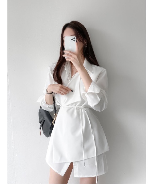 SALTMINT（ソルトミント）の「《韓国モードな抜け感》ラップシャツワンピース（シャツ/ブラウス・レディース・ホワイト・FREE）」の11枚目の写真