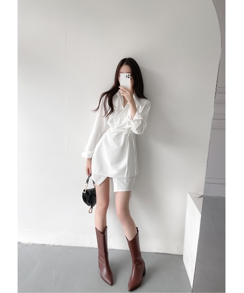 SALTMINT（ソルトミント）の「《韓国モードな抜け感》ラップシャツワンピース（シャツ/ブラウス・レディース・ホワイト・FREE）」の10枚目の写真