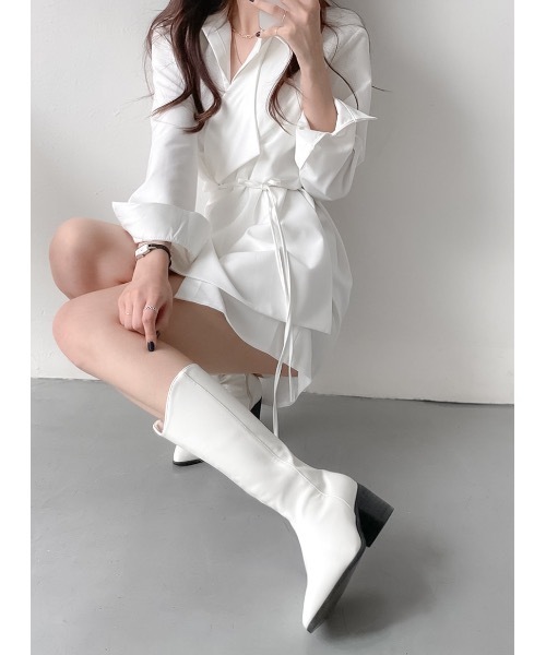 SALTMINT（ソルトミント）の「《韓国モードな抜け感》ラップシャツワンピース（シャツ/ブラウス・レディース・ホワイト・FREE）」の7枚目の写真