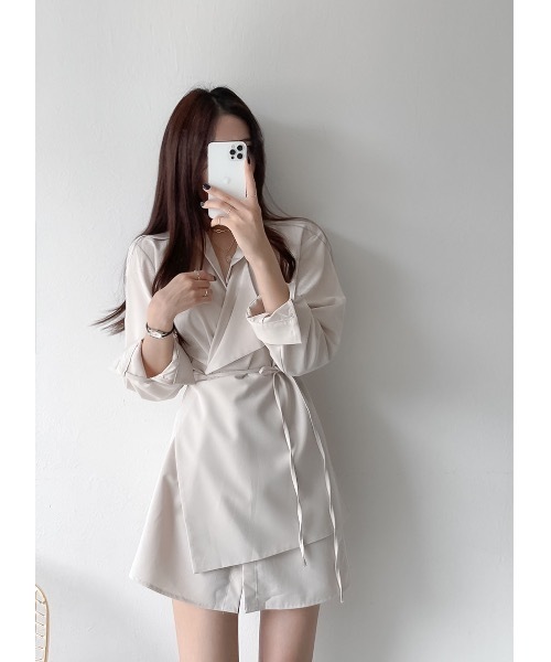 SALTMINT（ソルトミント）の「《韓国モードな抜け感》ラップシャツワンピース（シャツ/ブラウス・レディース・ホワイト・FREE）」の5枚目の写真