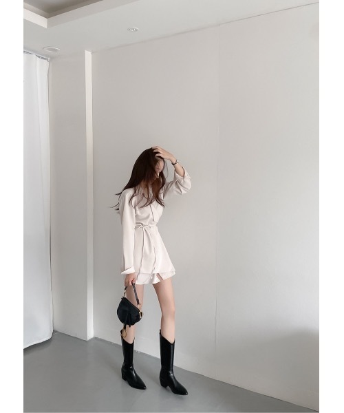 SALTMINT（ソルトミント）の「《韓国モードな抜け感》ラップシャツワンピース（シャツ/ブラウス・レディース・ホワイト・FREE）」の2枚目の写真