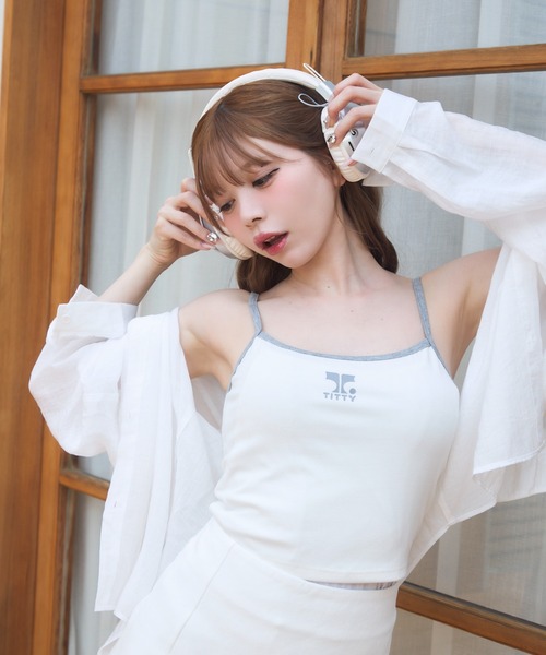 セール】【3点セット】シアーシャツ付きキャミセットアップ