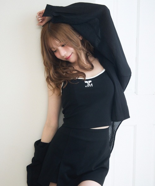 TITTY&CO.（ティティーアンドコー）の「【3点セット】シアーシャツ付きキャミセットアップ（アンサンブル・レディース・アイボリー/グレー/ブラック・FREE）」の5枚目の写真