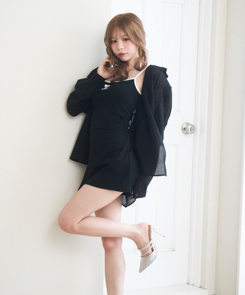 セール】【3点セット】シアーシャツ付きキャミセットアップ