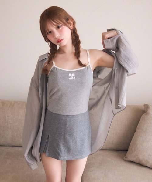 TITTY&CO.（ティティーアンドコー）の「【3点セット】シアーシャツ付きキャミセットアップ（アンサンブル・レディース・アイボリー/グレー/ブラック・FREE）」の18枚目の写真