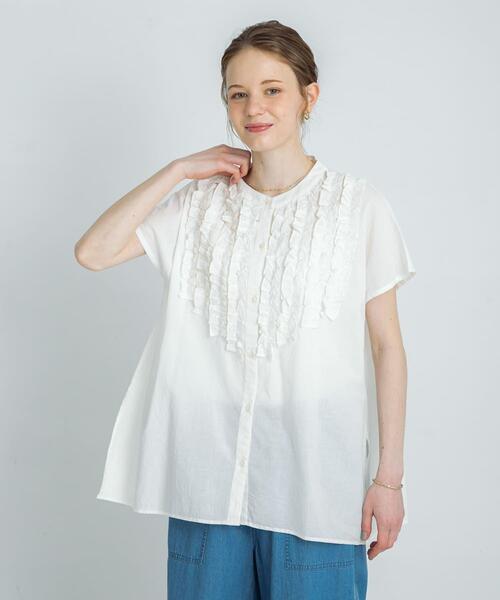 URBAN RESEARCH Sonny Label(アーバンリサーチサニーレーベル)の「エアリーコットンフリルフレンチシャツブラウス(シャツ/ブラウス・レディース・ブラック/イエロー/ミント/オフホワイト・FREE)」の12枚目の写真