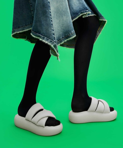 CHARLES&KEITH ストレッチ ストラッピーフラットサンダル/送料込 CHARLES & KEITH｜ストレッチ ファブリックストラッピーフラット