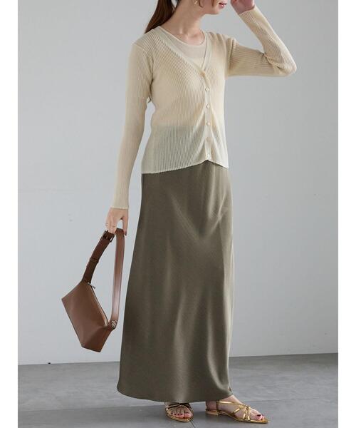 Te chichi（テチチ）の「【松井愛莉着用】フィブリルロングナロースカート《2025summer catalog item》（スカート・レディース・カーキ/オフホワイト/ブラウン・F）」の7枚目の写真