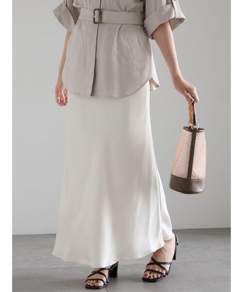 Te chichi（テチチ）の「【松井愛莉着用】フィブリルロングナロースカート《2025summer catalog item》（スカート・レディース・カーキ/オフホワイト/ブラウン・F）」の16枚目の写真