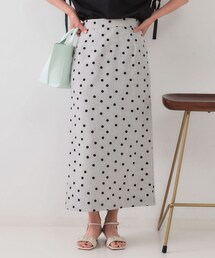 OPAQUE.CLIP | 麻混ドットプリントナロースカート【洗濯機洗い可】(スカート)