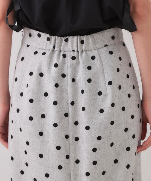 OPAQUE.CLIP（オペークドットクリップ）の「麻混ドットプリントナロースカート【洗濯機洗い可】（スカート・レディース・ベージュ系その他3/ライトグレー系・40/38/36）」の15枚目の写真