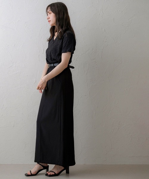 NOAHL（ノアル）の「【NOAHL】ジャガードスキッパーTシャツ（Tシャツ/カットソー・レディース・ブラック/ホワイト/ブラウン・FREE）」の6枚目の写真