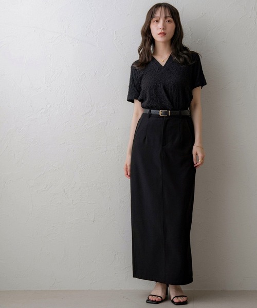 NOAHL（ノアル）の「【NOAHL】ジャガードスキッパーTシャツ（Tシャツ/カットソー・レディース・ブラック/ホワイト/ブラウン・FREE）」の13枚目の写真