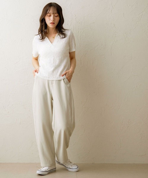 NOAHL（ノアル）の「【NOAHL】ジャガードスキッパーTシャツ（Tシャツ/カットソー・レディース・ブラック/ホワイト/ブラウン・FREE）」の16枚目の写真