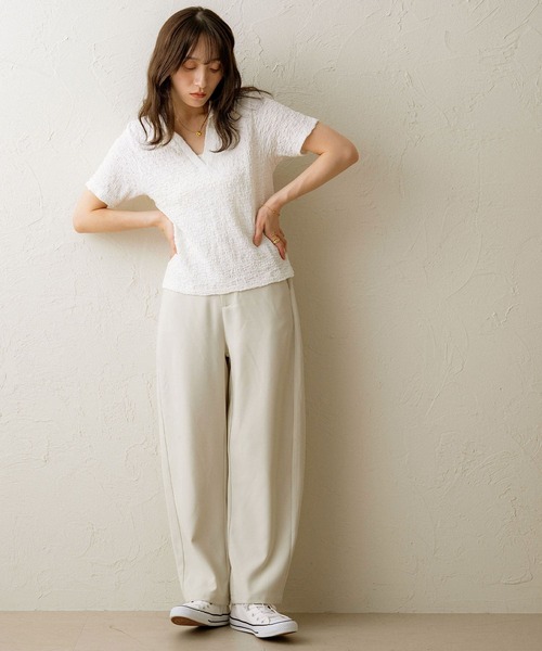 NOAHL（ノアル）の「【NOAHL】ジャガードスキッパーTシャツ（Tシャツ/カットソー・レディース・ブラック/ホワイト/ブラウン・FREE）」の21枚目の写真