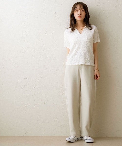 NOAHL（ノアル）の「【NOAHL】ジャガードスキッパーTシャツ（Tシャツ/カットソー・レディース・ブラック/ホワイト/ブラウン・FREE）」の22枚目の写真