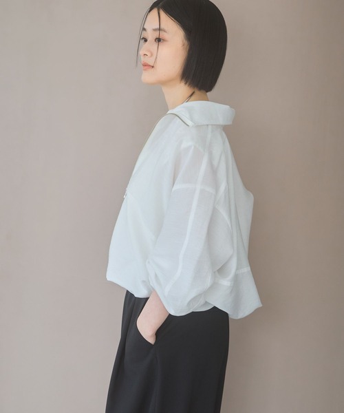 A part by(アパートバイ)の「シアースタンドブルゾン(ブルゾン・レディース・カーキ/ピンク系その他/オフホワイト・FREE)」の6枚目の写真