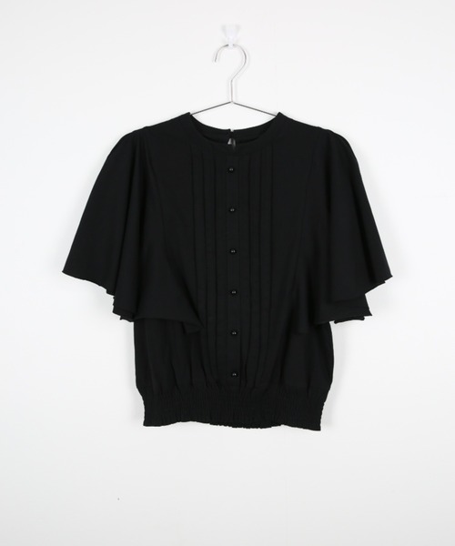 RCD(アールシーディー)の「ピンタックフレア袖ブラウス風カットソー(Tシャツ/カットソー・レディース・ブラック/グレイッシュベージュ/オフホワイト/チャコールグレー・M-L/LL~3L/4L~5L)」の5枚目の写真