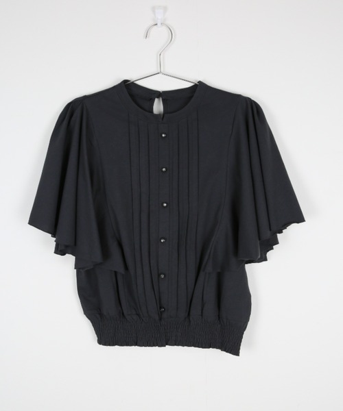RCD(アールシーディー)の「ピンタックフレア袖ブラウス風カットソー(Tシャツ/カットソー・レディース・ブラック/グレイッシュベージュ/オフホワイト/チャコールグレー・M-L/LL~3L/4L~5L)」の6枚目の写真