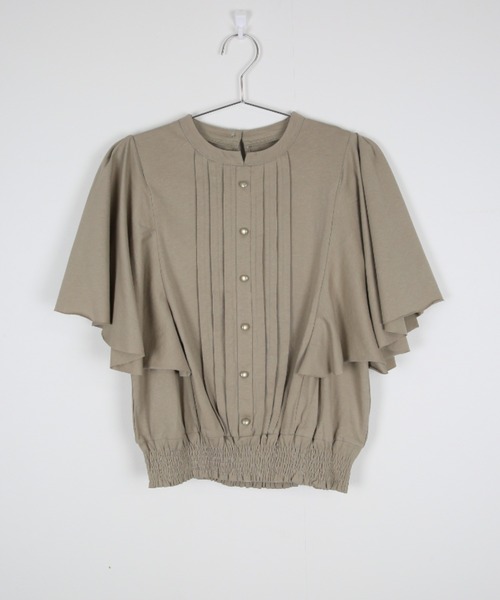 RCD(アールシーディー)の「ピンタックフレア袖ブラウス風カットソー(Tシャツ/カットソー・レディース・ブラック/グレイッシュベージュ/オフホワイト/チャコールグレー・M-L/LL~3L/4L~5L)」の7枚目の写真