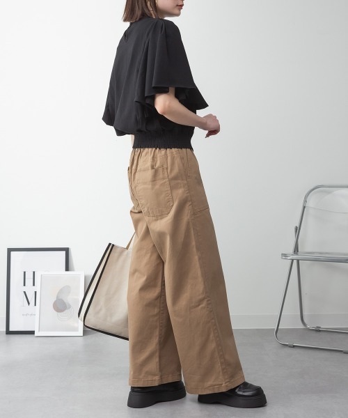 RCD(アールシーディー)の「ピンタックフレア袖ブラウス風カットソー(Tシャツ/カットソー・レディース・ブラック/グレイッシュベージュ/オフホワイト/チャコールグレー・M-L/LL~3L/4L~5L)」の18枚目の写真