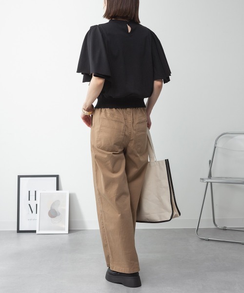 RCD(アールシーディー)の「ピンタックフレア袖ブラウス風カットソー(Tシャツ/カットソー・レディース・ブラック/グレイッシュベージュ/オフホワイト/チャコールグレー・M-L/LL~3L/4L~5L)」の17枚目の写真