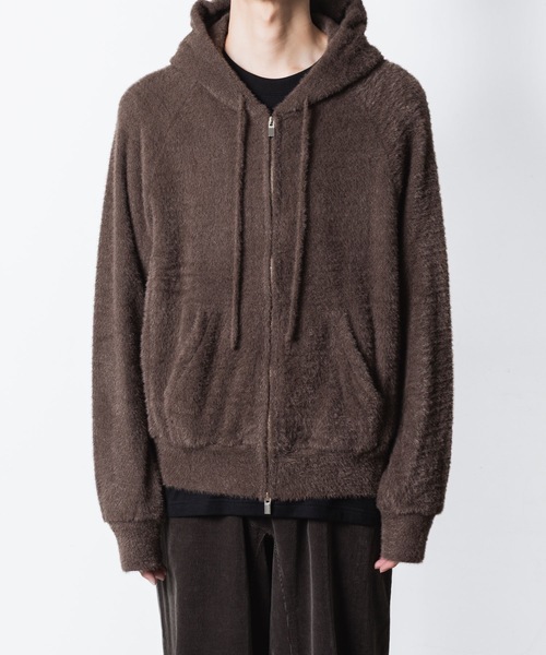 VEIN （ヴェイン）の「モールヤーン ジャージー ジップアップフーディー / MALL YARN JERSEY ZIP UP HOODIE（パーカー・メンズ・ブラック/ブラウン・2/1/3）」の8枚目の写真