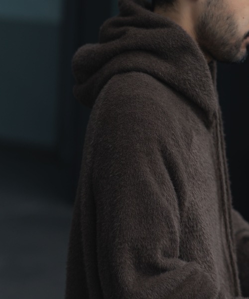 VEIN （ヴェイン）の「モールヤーン ジャージー ジップアップフーディー / MALL YARN JERSEY ZIP UP HOODIE（パーカー・メンズ・ブラック/ブラウン・2/1/3）」の6枚目の写真