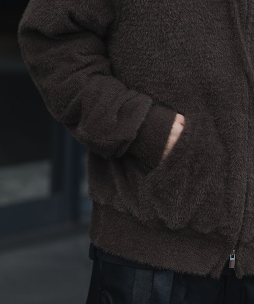 VEIN （ヴェイン）の「モールヤーン ジャージー ジップアップフーディー / MALL YARN JERSEY ZIP UP HOODIE（パーカー・メンズ・ブラック/ブラウン・2/1/3）」の7枚目の写真