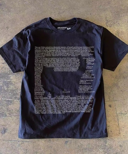 FreeZone(フリーゾーン)の「キャットシルエットテキストプリントTシャツ(Tシャツ/カットソー・メンズ・ブラック/ホワイト/ライトグレー/ピンク/ネイビー・F)」の4枚目の写真