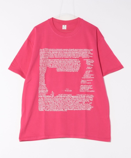 FreeZone(フリーゾーン)の「キャットシルエットテキストプリントTシャツ(Tシャツ/カットソー・メンズ・ブラック/ホワイト/ライトグレー/ピンク/ネイビー・F)」の5枚目の写真