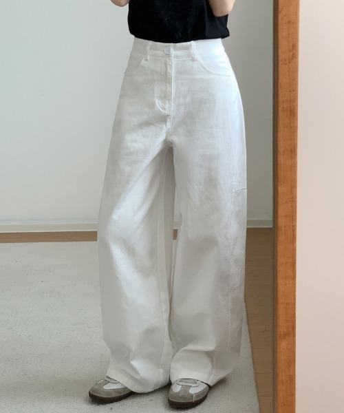 FREE STYLISTS(フリー スタイリスト)の「YUGA_YGMC Carvy wide length pants(デニムパンツ・レディース・ネイビー/ホワイト・L/M/S)」の4枚目の写真