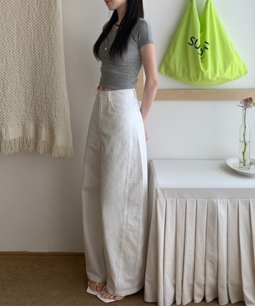 FREE STYLISTS(フリー スタイリスト)の「YUGA_YGMC Carvy wide length pants(デニムパンツ・レディース・ネイビー/ホワイト・L/M/S)」の6枚目の写真