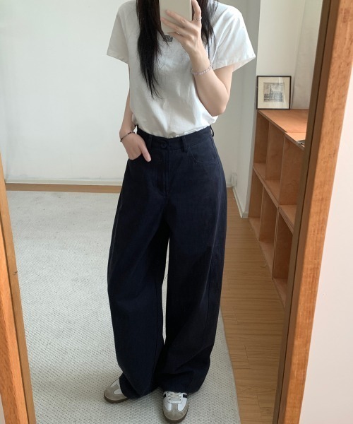FREE STYLISTS(フリー スタイリスト)の「YUGA_YGMC Carvy wide length pants(デニムパンツ・レディース・ネイビー/ホワイト・L/M/S)」の10枚目の写真