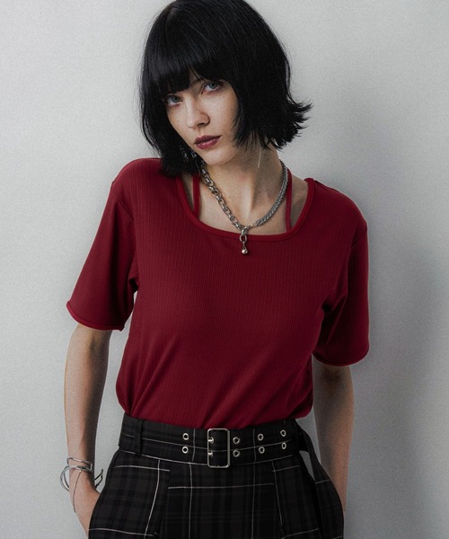 HARE（ハレ）の「ハイショクリブT(HARE)（Tシャツ/カットソー・レディース・アイボリー/ブラック/オレンジ/レッド・FREE）」の4枚目の写真