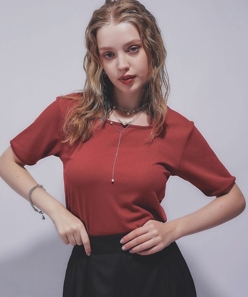 HARE（ハレ）の「ハイショクリブT(HARE)（Tシャツ/カットソー・レディース・アイボリー/ブラック/オレンジ/レッド・FREE）」の17枚目の写真