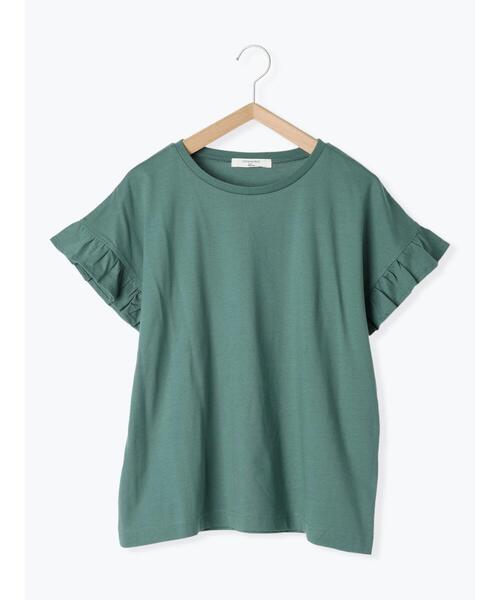 Samansa Mos2 blue（サマンサモスモスブルー）の「【USAコットン】フリルTシャツ（Tシャツ/カットソー・レディース・オフホワイト/ブラック/グリーン・F）」の16枚目の写真