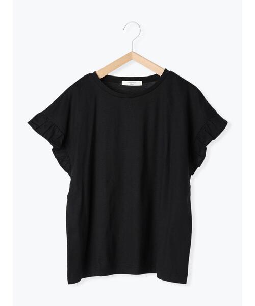 Samansa Mos2 blue（サマンサモスモスブルー）の「【USAコットン】フリルTシャツ（Tシャツ/カットソー・レディース・オフホワイト/ブラック/グリーン・F）」の15枚目の写真