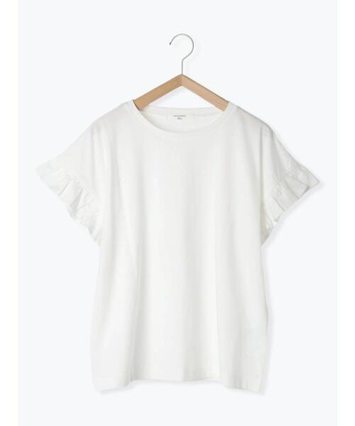 Samansa Mos2 blue（サマンサモスモスブルー）の「【USAコットン】フリルTシャツ（Tシャツ/カットソー・レディース・オフホワイト/ブラック/グリーン・F）」の14枚目の写真