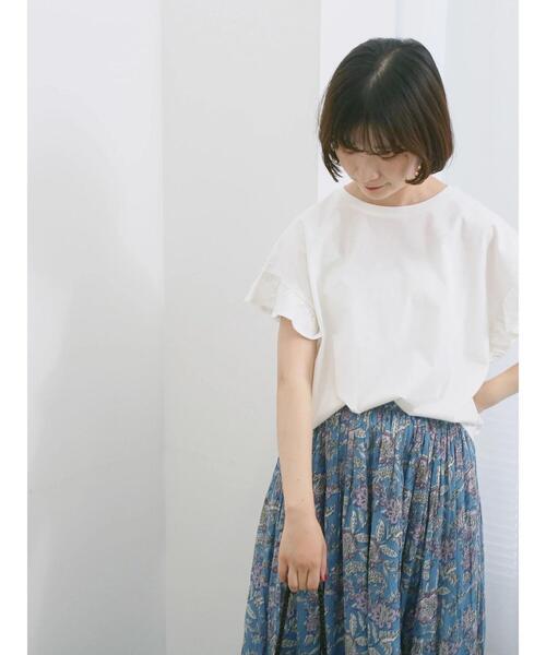 Samansa Mos2 blue（サマンサモスモスブルー）の「【USAコットン】フリルTシャツ（Tシャツ/カットソー・レディース・オフホワイト/ブラック/グリーン・F）」の11枚目の写真