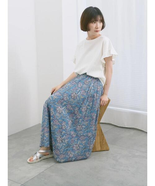 Samansa Mos2 blue（サマンサモスモスブルー）の「【USAコットン】フリルTシャツ（Tシャツ/カットソー・レディース・オフホワイト/ブラック/グリーン・F）」の8枚目の写真