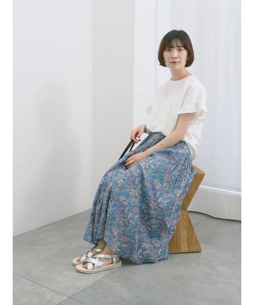 Samansa Mos2 blue（サマンサモスモスブルー）の「【USAコットン】フリルTシャツ（Tシャツ/カットソー・レディース・オフホワイト/ブラック/グリーン・F）」の7枚目の写真