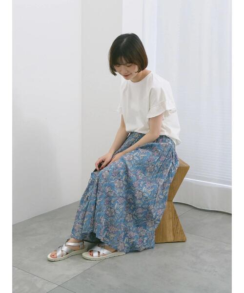 Samansa Mos2 blue（サマンサモスモスブルー）の「【USAコットン】フリルTシャツ（Tシャツ/カットソー・レディース・オフホワイト/ブラック/グリーン・F）」の6枚目の写真