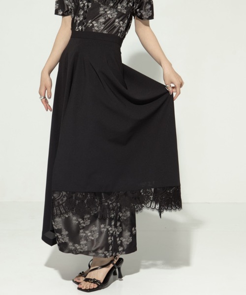 AKANE UTSUNOMIYA（アカネウツノミヤ）の「【AKANE UTSUNOMIYA/アカネウツノミヤ】《STUDIOUS別注》 lace hem skirt/レースヘムスカート（スカート・レディース・ブラック/グレー・36/38）」の2枚目の写真