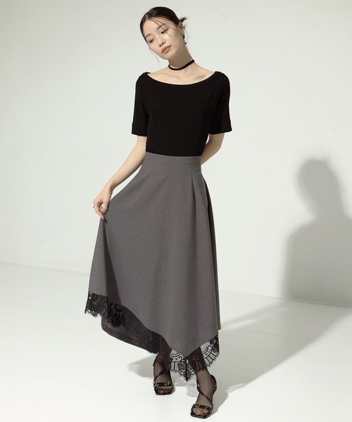 AKANE UTSUNOMIYA（アカネウツノミヤ）の「【AKANE UTSUNOMIYA/アカネウツノミヤ】《STUDIOUS別注》 lace hem skirt/レースヘムスカート（スカート・レディース・ブラック/グレー・36/38）」の18枚目の写真
