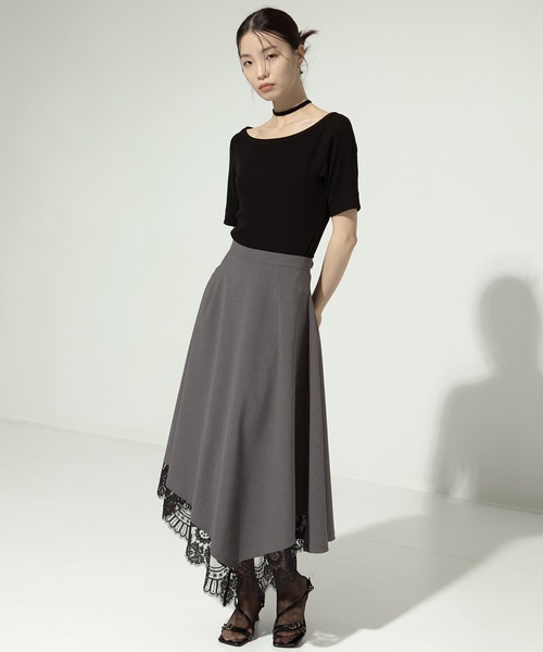 AKANE UTSUNOMIYA（アカネウツノミヤ）の「【AKANE UTSUNOMIYA/アカネウツノミヤ】《STUDIOUS別注》 lace hem skirt/レースヘムスカート（スカート・レディース・ブラック/グレー・36/38）」の19枚目の写真