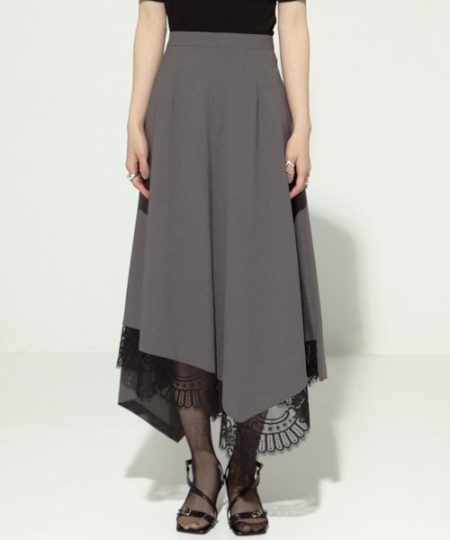 AKANE UTSUNOMIYA（アカネウツノミヤ）の「【AKANE UTSUNOMIYA/アカネウツノミヤ】《STUDIOUS別注》 lace hem skirt/レースヘムスカート（スカート・レディース・ブラック/グレー・36/38）」の20枚目の写真