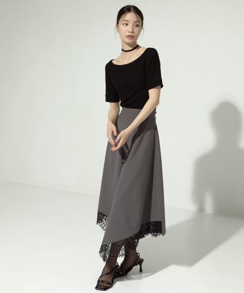 AKANE UTSUNOMIYA（アカネウツノミヤ）の「【AKANE UTSUNOMIYA/アカネウツノミヤ】《STUDIOUS別注》 lace hem skirt/レースヘムスカート（スカート・レディース・ブラック/グレー・36/38）」の17枚目の写真
